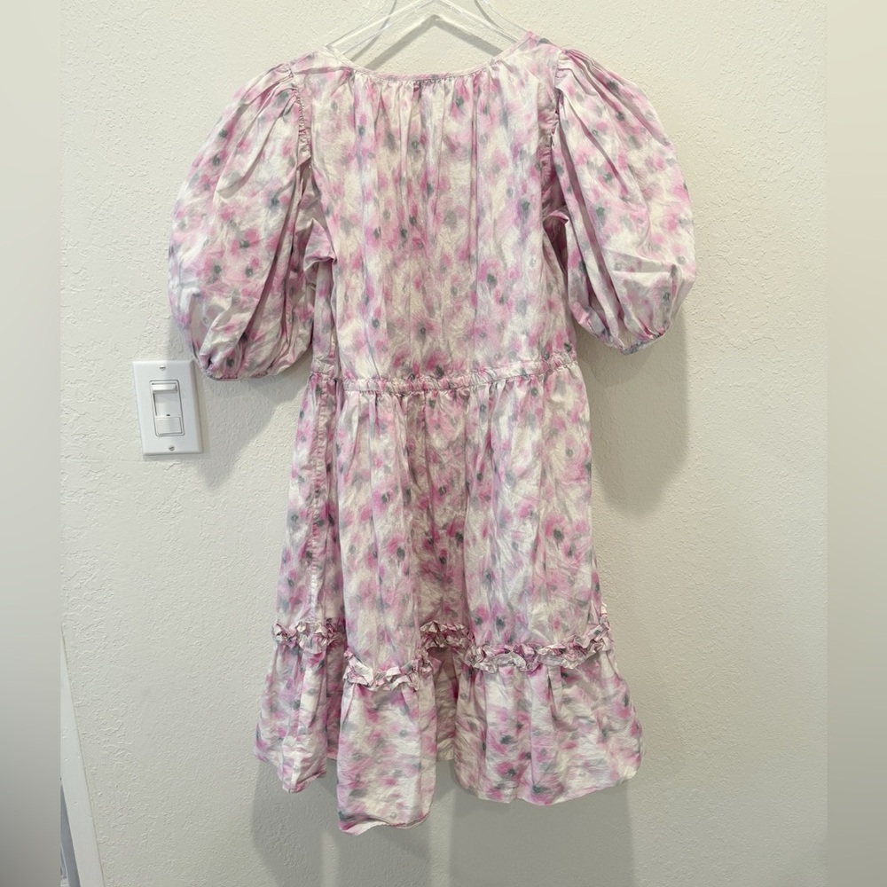 & OTHER STORIES Tiered‎ Puff Sleeve Mini Dress Lavender Floral XS - Picture 4 of 8
